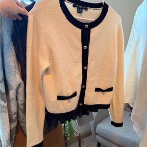 French Connection Black and Cream Cardigan